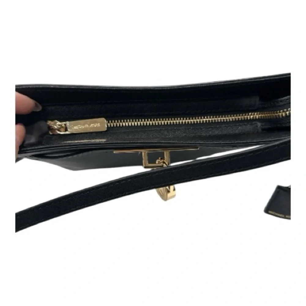 Michael Kors Black Crossbody Bag Hamilton Traveler Saffiano Leather Messenger
